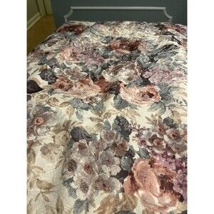 Pair of Vtg Croscill Cotswold Floral Brocade Lined Curtains 40x86” USA